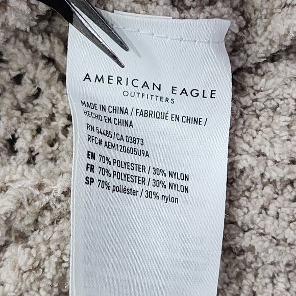 American Eagle Sweater M Tan Chenille Stretch Cable Knit Pullover Preppy Casual - Picture 4 of 9